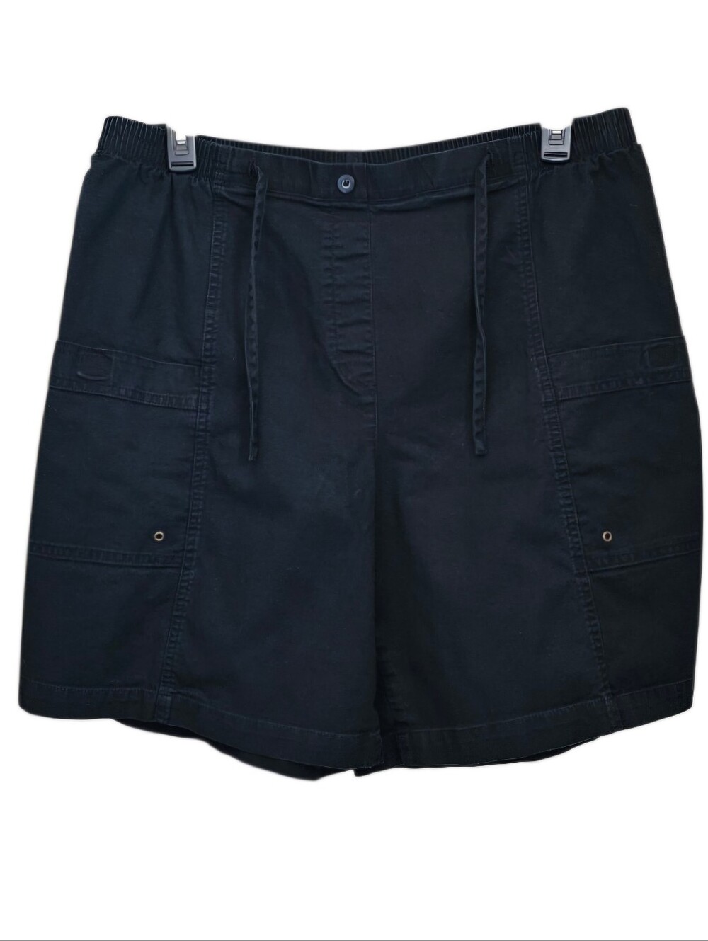 Westbound Black Denim Cargo Shorts With Elastic Waistband